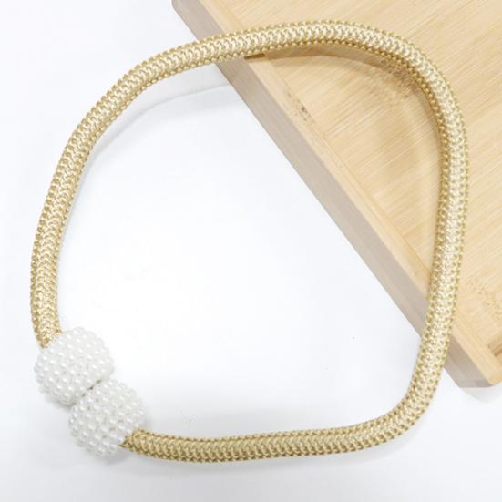 1 Pair Magnetic Curtain Straps Faux Pearls Decor Decorative Braided Ropes Curtain Tiebacks Curtain Accessories