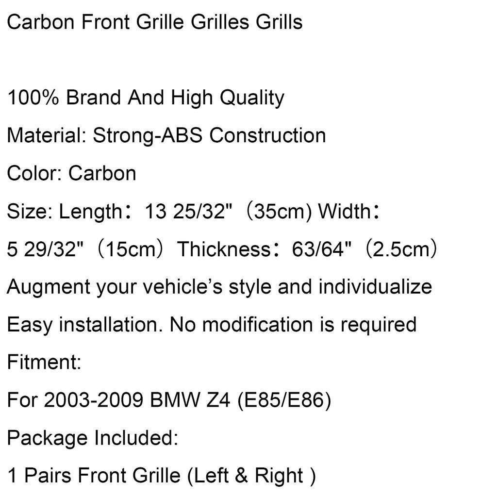 Grille de calandre avant ABS Fibre de carbone Compatible BMW Z4 E85 E86 2003-2008