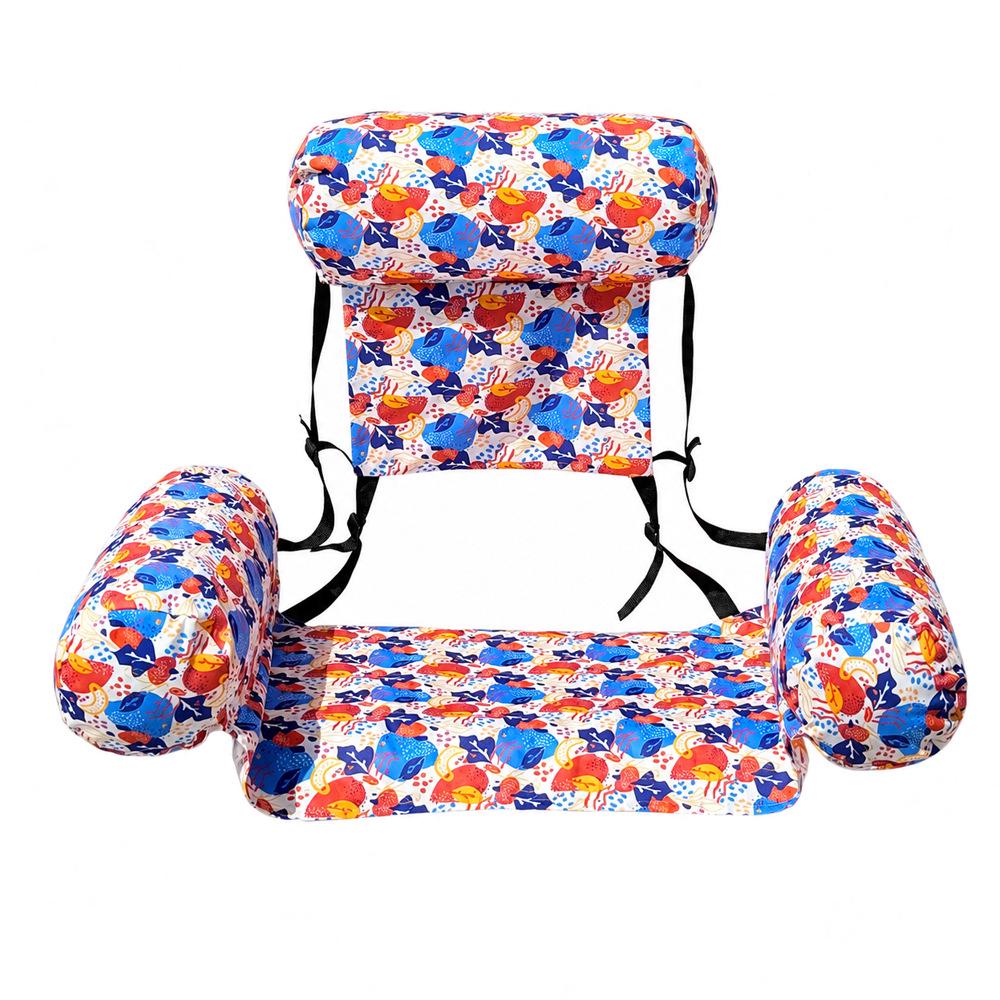 Inflatable Hammock Floating Chair with Backrest - Foldable Summer Pool Party Lounger.