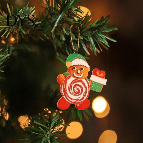 Holiday Gift Box Pendants 20/30/40Pcs Wooden Christmas Ornaments, Candy Cane Lollipop Rustic Xmas Tree Hanging Ornaments Decor for Party Wreath Window