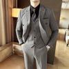 Men's Striped Double-Breasted Slim-Fit Business Casual Suit