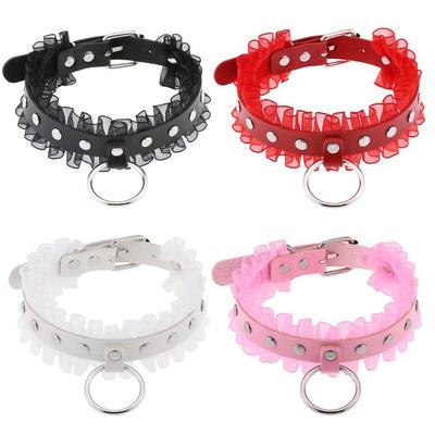 Μαύρο Δερμάτινο Κολιέ Δαντέλα Punk Choker Goth Κοσμήματα Cosplay Αισθητικά Γοτθικά Αξεσουάρ