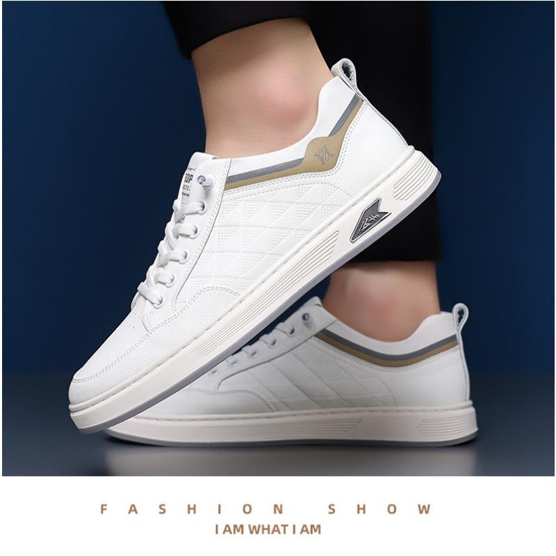 Fashion Fashion Printed Casual Leather Men's Shoes Designer New Slip-on Solid Color Shallow Mouth Retro British Style Male Sneaker