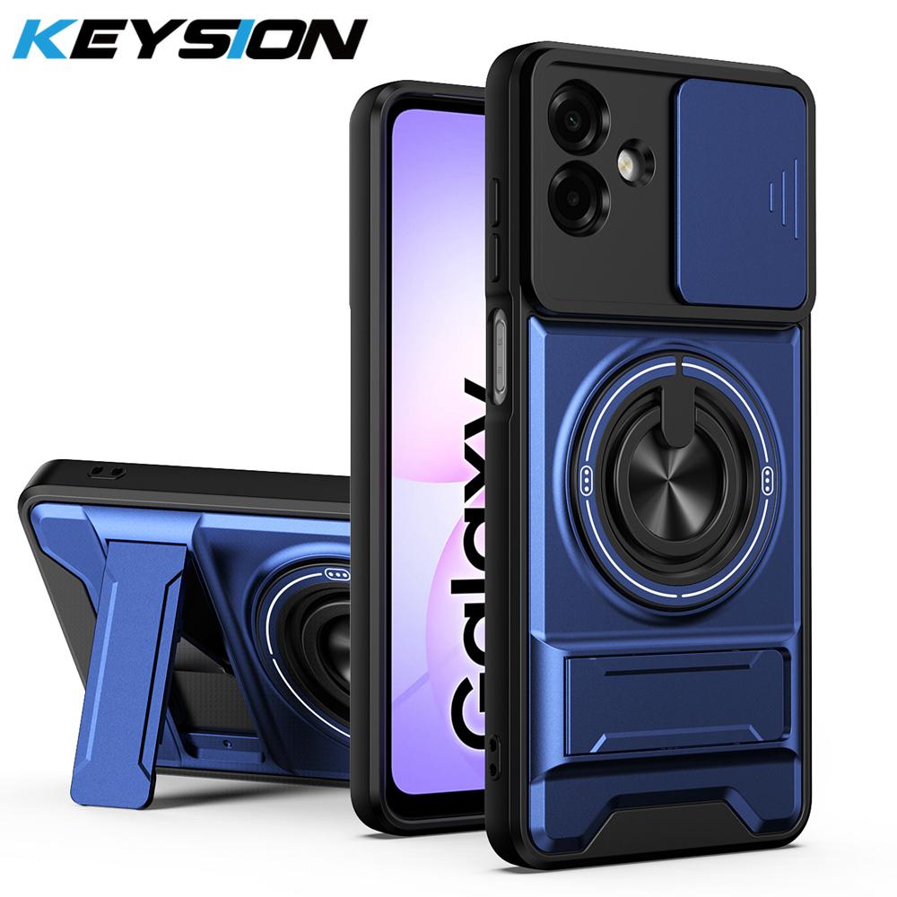 KEYSION Magnetic Phone Case for Samsung A07 A06 4G A05 Slide Camera Protection Upright Kickstand 360 Ring Shockproof Back Cover