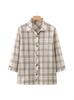 Women's Plaid Long Sleeve Pure Cotton Shirt for Spring/Autumn - Loose Fit for Middle-Aged and Elderly