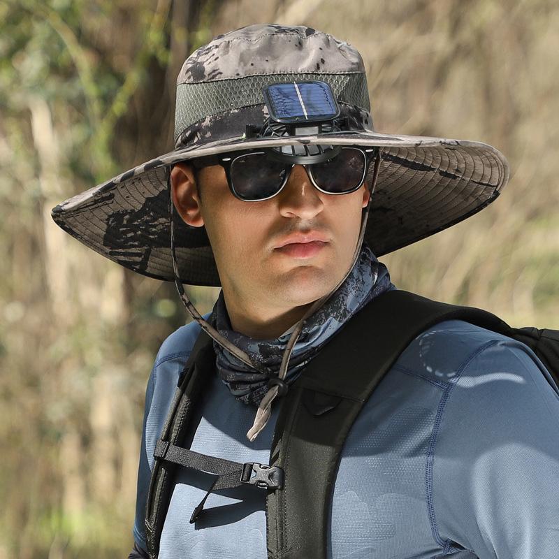 Solar-Powered Detachable Fan Hat: Quick-Dry Fisherman Style for Men's Outdoor Summer Use