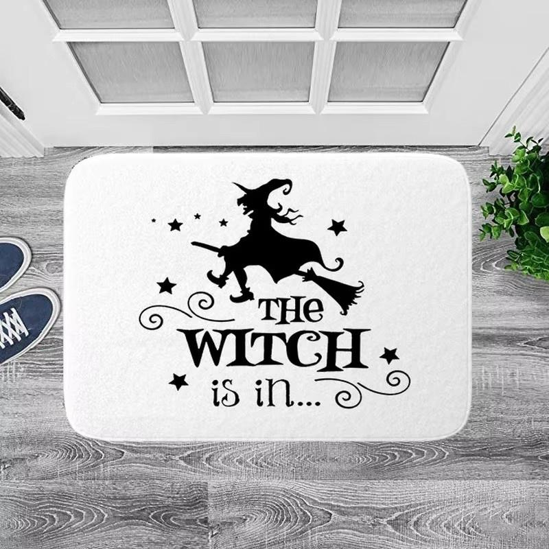 

Halloween Decoration for Home Bathroom Mat The Witch Is in Pattern Mat Halloween Carpet for Bedroom Kitchen Party Decoration 40x60cm