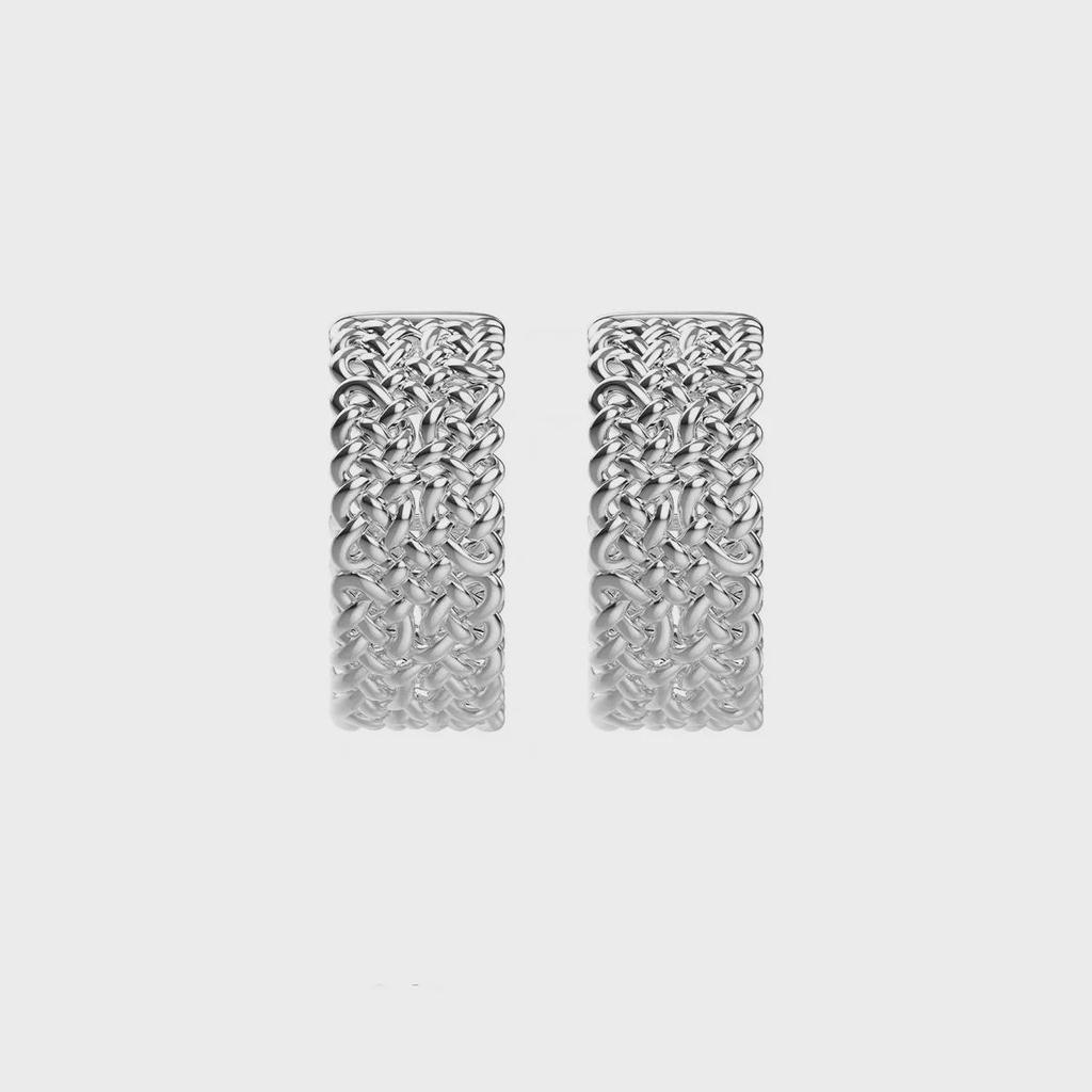 Geflochtene 3D-Ohrringe, 925 Silber, Große & Kleine Größen