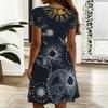 Women V Neck Floral Printed Loose Dress Plus Size Summer Casual Outfit