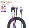 5A Super Fast 3-in-1 Braided Charging Cable, 2m Type-C to Triple Connector