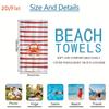 1pc 2D Flat "Summer Beach Style: Red Striped Background with Orange Crab Pattern Beach Towel" Themed Beach Towel, Summer