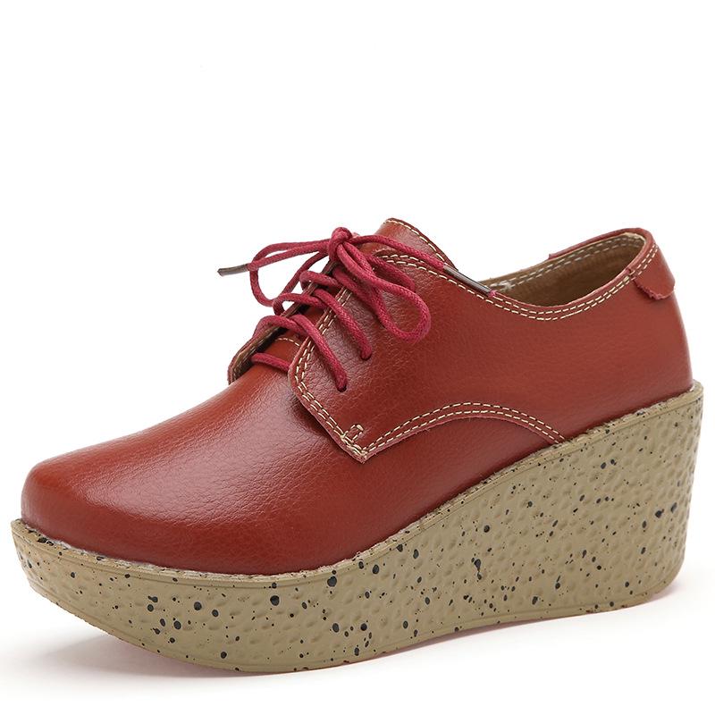 

Женская модная обувь на шнуровке из ПУ кожи, туфли на высокой танкетке 7 см, обувь на платформе, ретро, элегантная, повседневная обувь для ходьбы 41