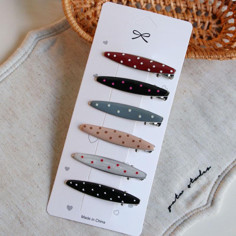 Multicolor Polka Dot Geometric Enamel Hair Clip Set