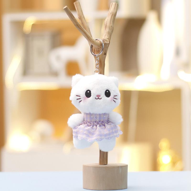 Cute Animal Plush Cat Keyring With Short Pile For Gift And Collection