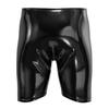 Yousheng Men's Faux Leather Short Pants Sexy Open Crotch Shiny Boxer Shorts Glossy Stretchy Hot Pants for Parties And Date Nights