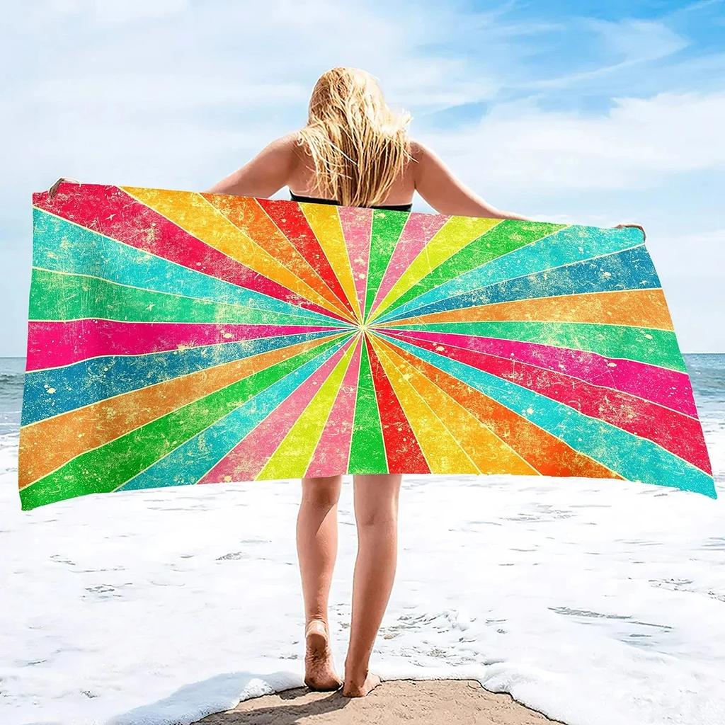 Rainbow Bliss Bath Towel - Vibrant Design, Soft Absorbent, Perfect for Summer Fun, Adds Cheerful Vibes to Your Beach Days