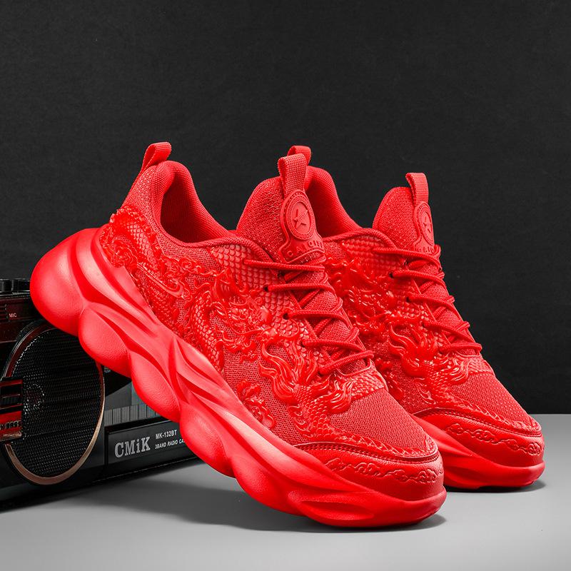 Spring new men's Year of the Dragon dad shoes platform student luminous sports shoes outdoor men's shoes