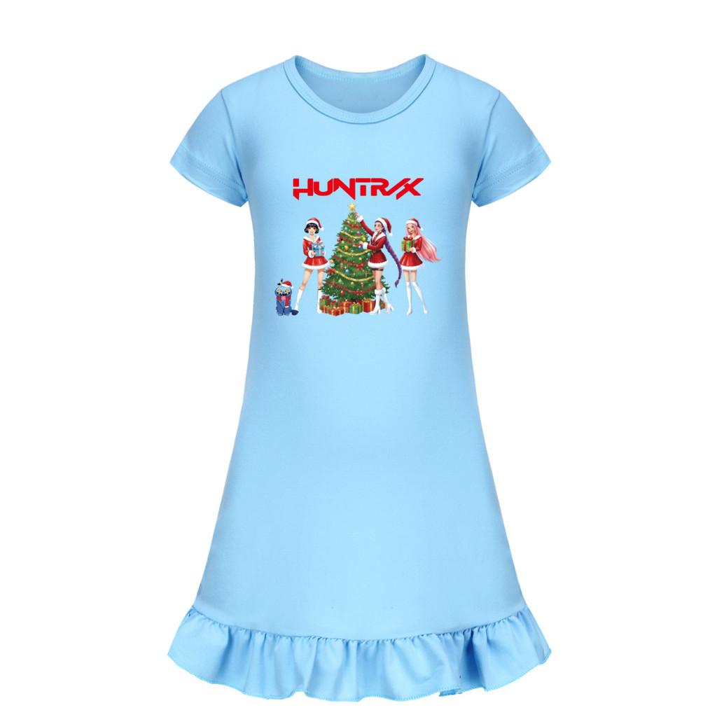 5085 Kids Girls Christmas New Year Mira Zoey Rumi Printed Ruffle Short Sleeves Casual Dress