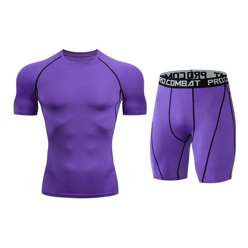 Men's Quick-Dry Athletic Two-Piece Set: Breathable, High-Elastic Short-Sleeve Top & Shorts