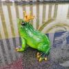 Handmade Miniature Frog Statues Wearing Crown Frog Ornament Garden Ornament Frog Figurines  Patio