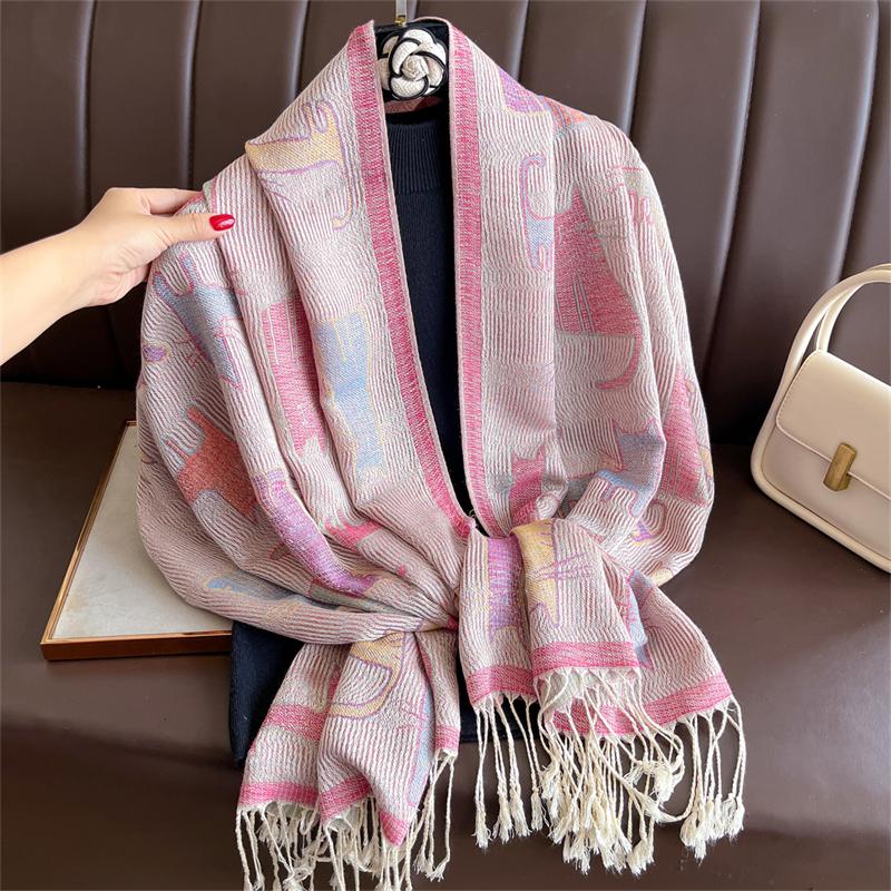 Bohemian Autumn Paisley Cashmere Shawl for Women Jacquard Pashmina Warm Winter Scarves Print Design Lady Foulard Stoles Scarf