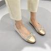 Fashion 41-43 Big Size Bowtie flat shoes woman round toe crystal glitter slip on loafers soft bottom bow ballet flats ladies OL shoes