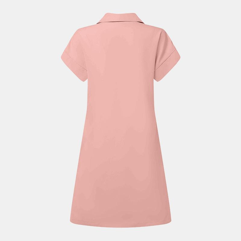 ZANZEA Women Turn Down Collar Short Sleeve Casual Shirt Dress