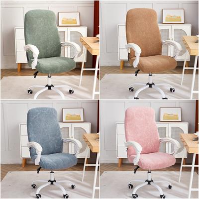 1pc Jacquard Office Chair Cover Stretch Spandex Solid Color Seat Slipcover Washable Anti-dirt Chair Case Office Computer Room