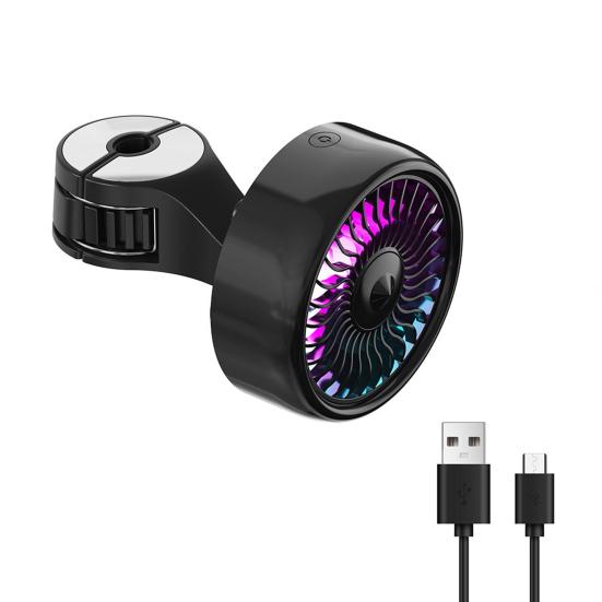 

Двойной вентилятор охлаждения заднего сиденья автомобиля с цветной светодиодной подсветкой, 3 скорости, тихая вентиляция, простая установка, вентилятор сиденья автомобиля, вентилятор грузовика RV чёрный