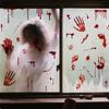 1×Halloween Blood Handprint Footprint Wall Stickers Horror Blood Splatter Window Glass Wall Decal for Haunted House Party Decor