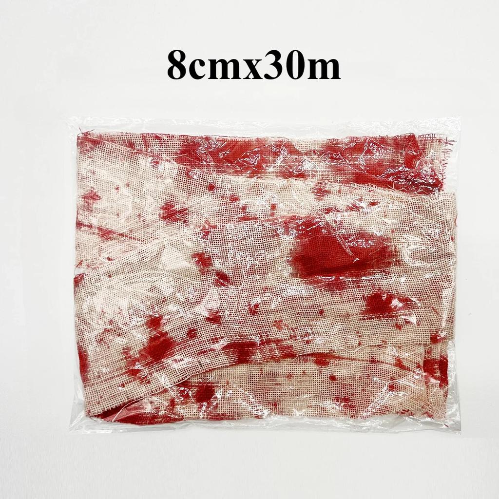 Halloween Blood Stained Gauze Tape Scary Isolation Bandage Prop for Haunted House Party Scene Decoration Supplies