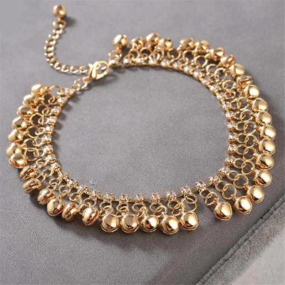 Persönlichkeit Gold Kupfer Farbe Ethnische Quaste Glocke Fußkettchen für Frauen Mädchen Strand Fußarmband Fußkettchen Indien Schmuck Zubehör