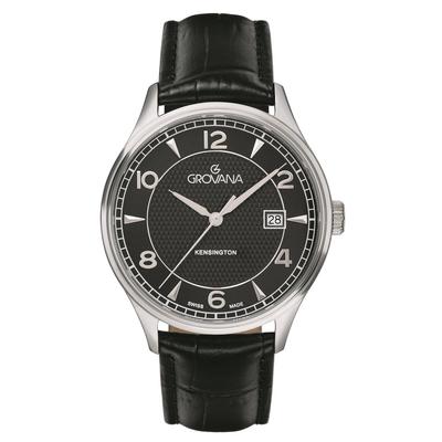 Kensington Leather Strap Black Dial Quartz 1305.1537 Men's Watch