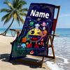Custom Name Personalized PAC MAN Print Beach Towel, for Trip Camping Beach Party Home Decor, Birthday Gift for Family & Friends