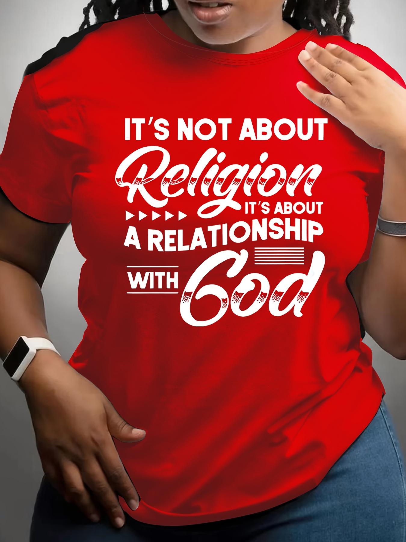 

Women Short Sleeve T-Shirt Vibrant Yellow Inspirational Relationship with God Quote Print Casual Round Neck Top for Summer Fall S