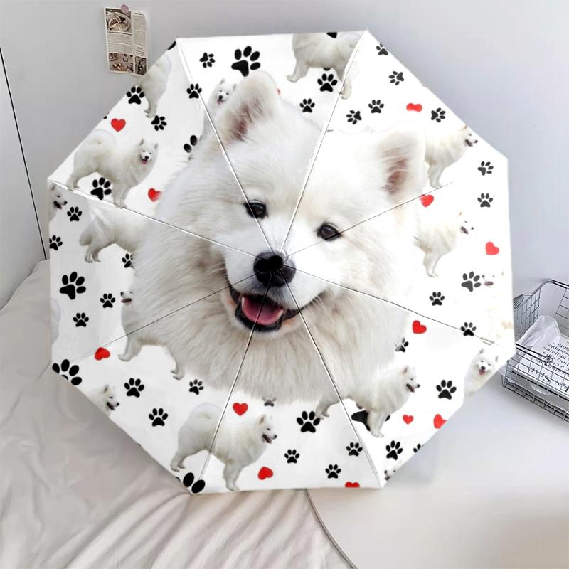 1 PC Automatic Folding Umbrella - Cute Pet Puppy Pattern, Portable & Foldable Design with 8 Ribs, Christmas Birthday Gifts