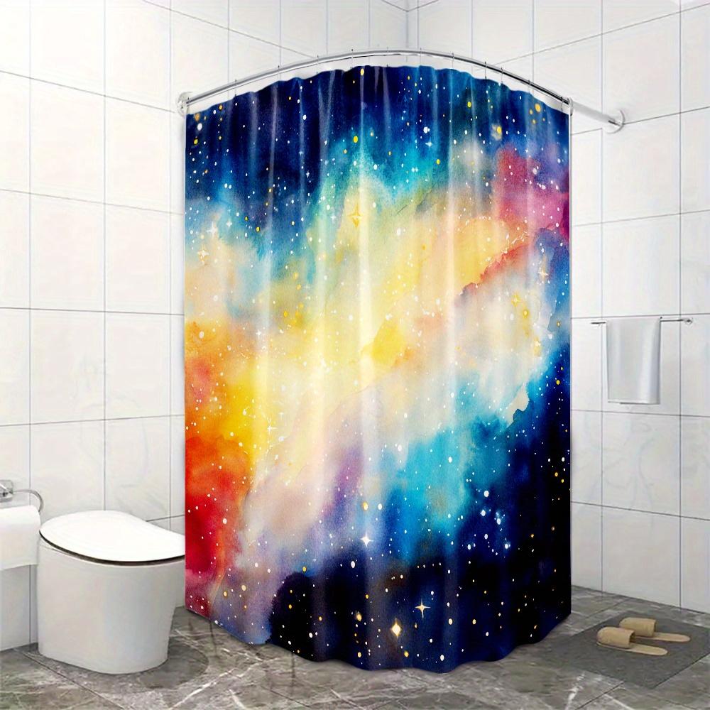 Galactic Rainbow Shower Curtain - Waterproof, Mildew-Resistant With Vibrant Nebula Design For A Cosmic And Colorful Bathroom