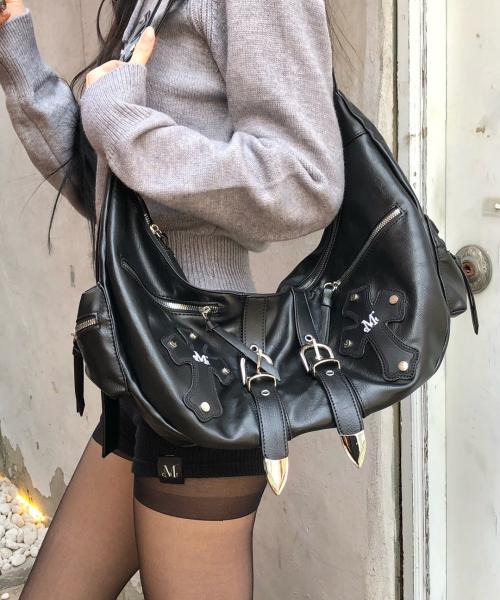Mucent Strum Cross Leather Belted Shoulder Bag Unisex