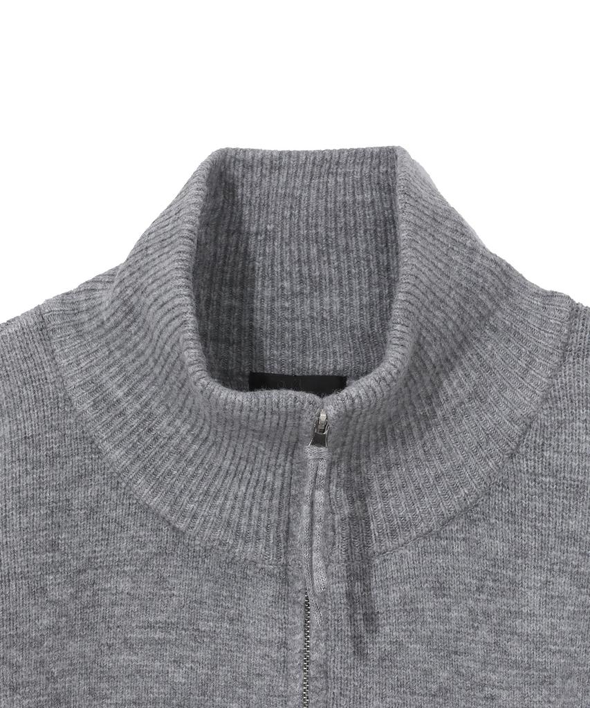 BEENTRILL Essential Turtleneck Two-Way Knit Zip-Up (Melange Gray)
