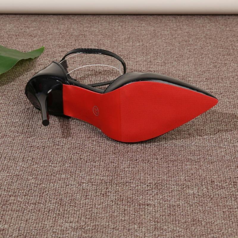 Zapatos de tacón alto negros para mujer, tacones finos, puntiagudos, sexys, nuevos, con suela roja, palabra hueca con boca ligera, temperamento, zapatos individuales