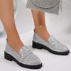 Autumn and Winter New Comfortable Casual Women's Flash Diamond Shoes Thick Heel Thick Sole Foot Lady Women's Shoes