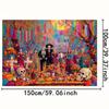 2D Mexican Festival Backdrop, Skeleton Family Party Background Cloth