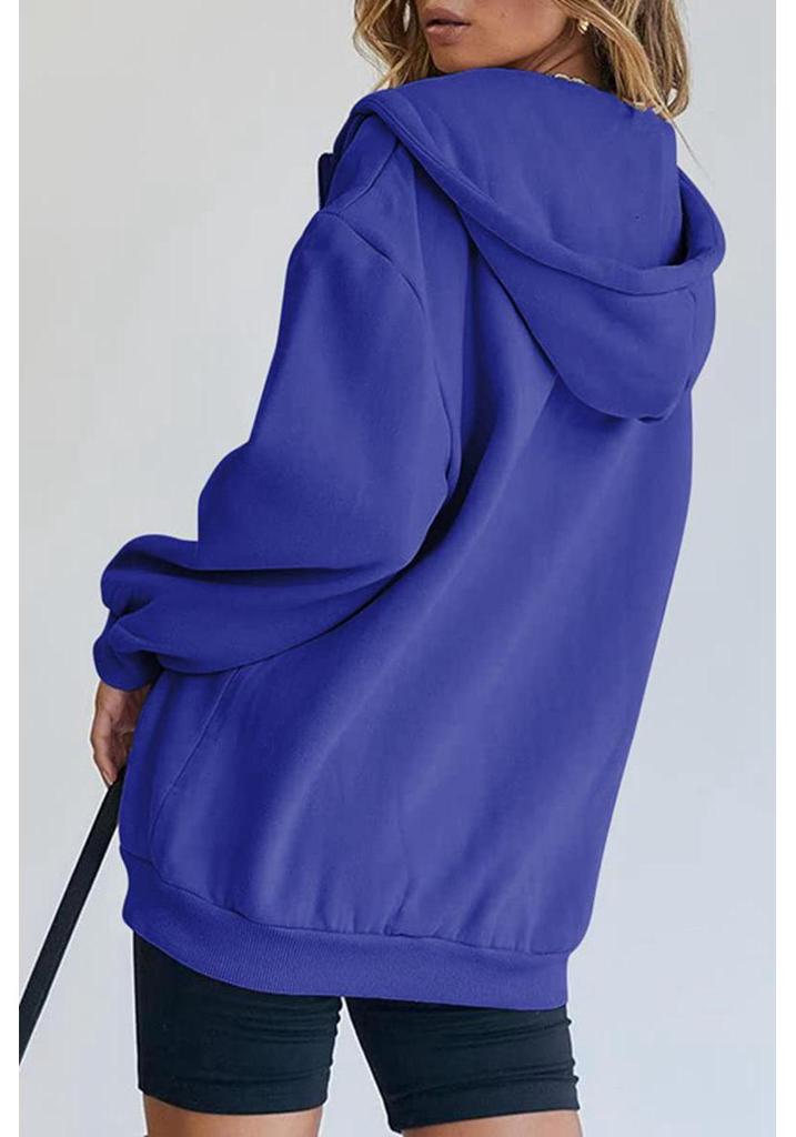 Women's Oversized Drawstring Zip Hoodie - Teen Girls' Autumn Casual Jacket Sweatshirt