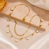 Elegant Women's Titanium Steel Necklace with White Mother-of-Pearl Round Setting