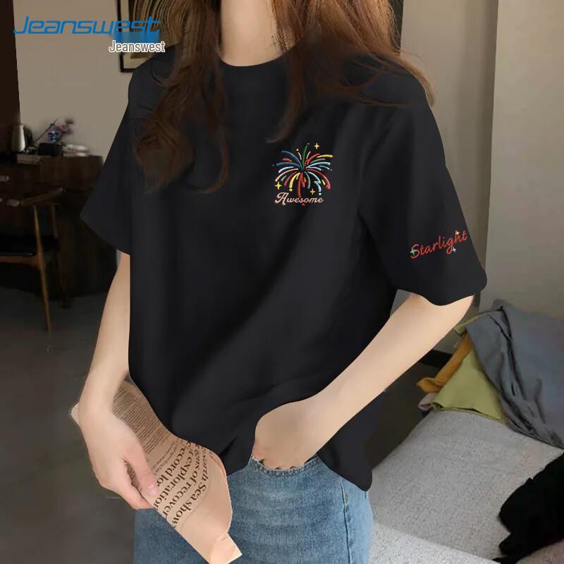 Jeanswest 2026 T-shirt Estiva da Donna a Manica Corta, Vestibilità Larga, Puro Cotone