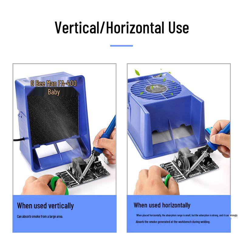 Bee Man Electric Soldering Iron Fume Extractor: Compact Smoke Absorber & Exhaust Fan for Harmful Fumes, Dual Voltage 220V/110V