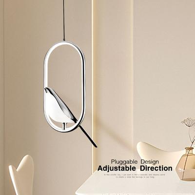Magpie Bird LED Pendant Lamps Chandelier Lighting Fixtures for Corridor Balcony Indoor Hanging Lights Black Silver AC85-265V
