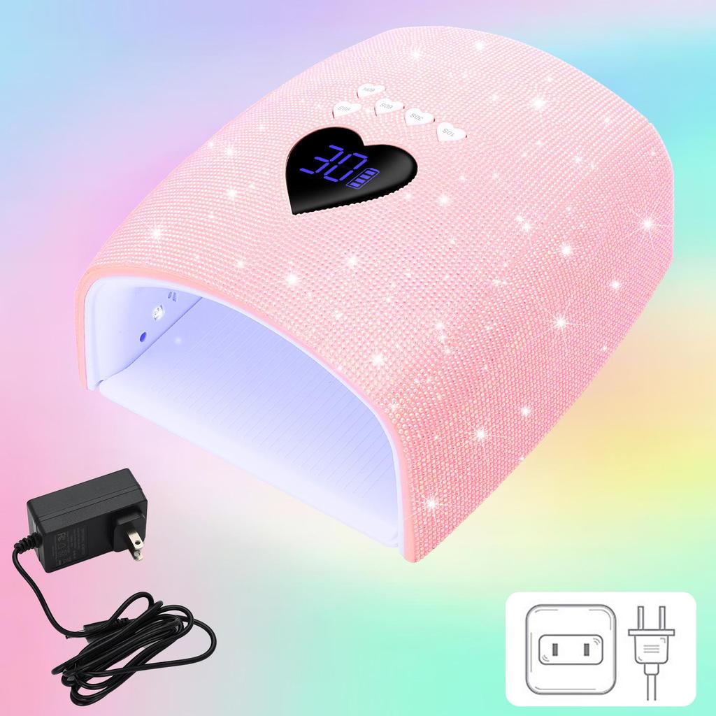 220W Rhinestone Dual Light Nail Lamp: Portable, Quick-Dry, Gel-Curing with No Blackening