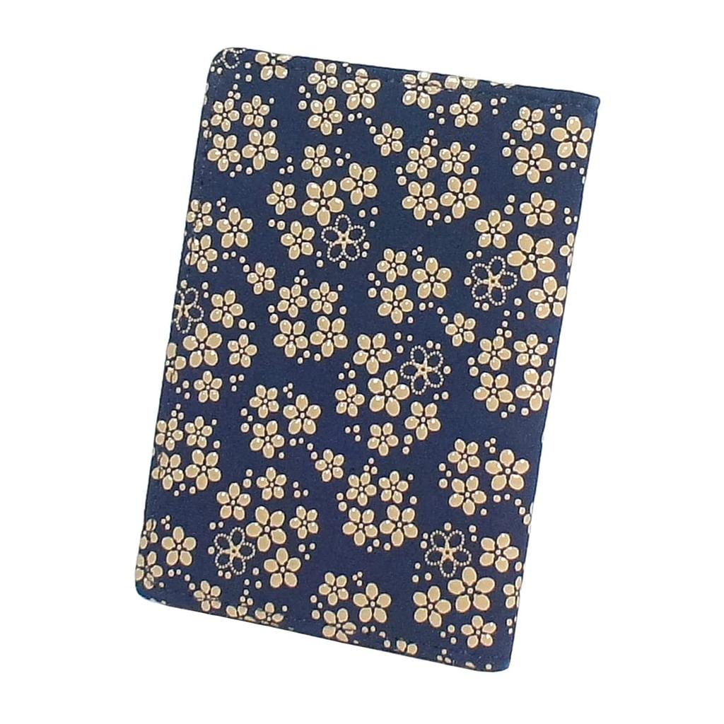 [Inden-ya] Inden Pass Case, Pass Case G, Thin, Deerskin, Navy Blue with White Lacquer, Forget-me-not Pattern, 2527-14-181