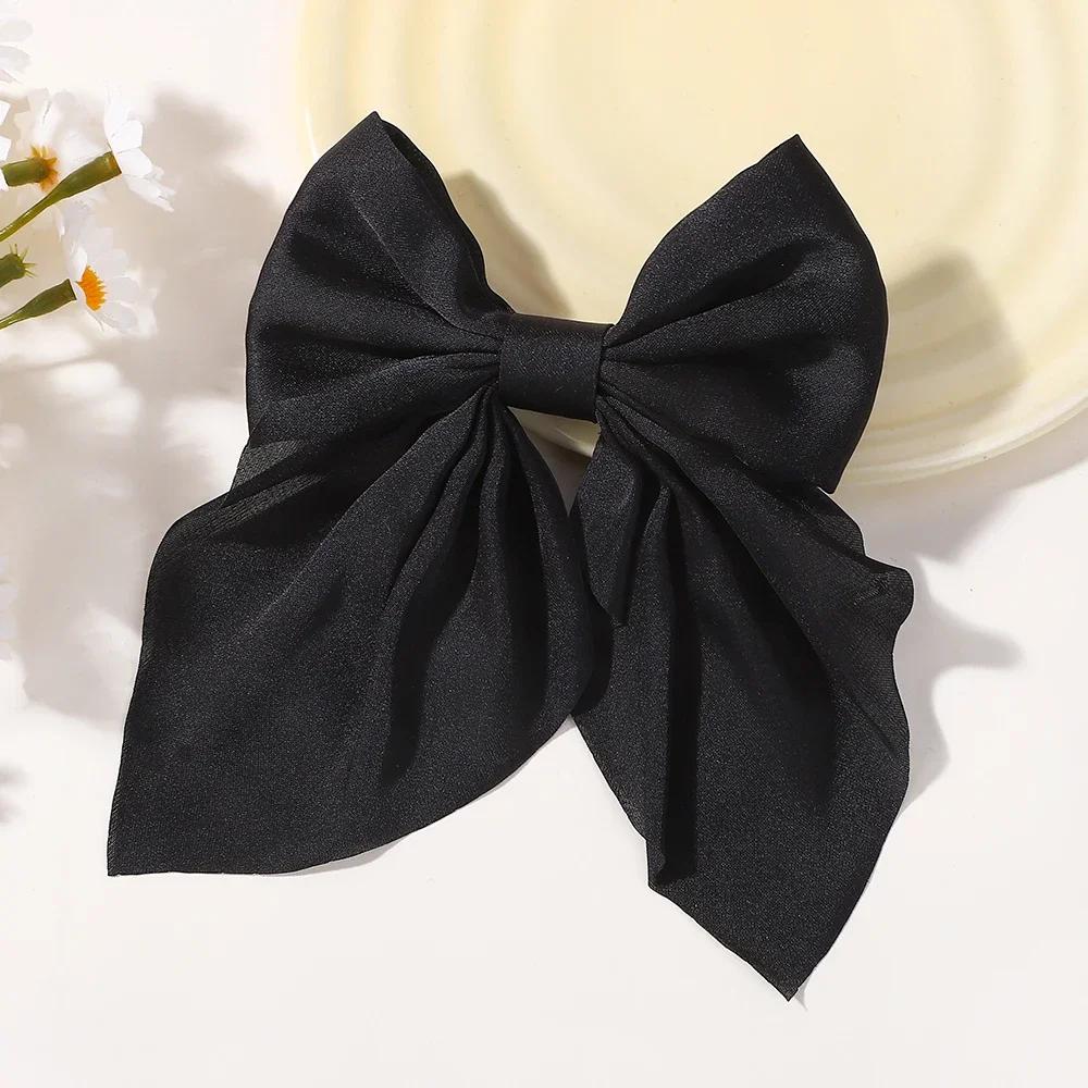 1Pcs Girls Solid Color Satin Butterfly Barrettes Fresh Color Hairbows Ponytail Clip Women Travelling Headwear Hair Accessories